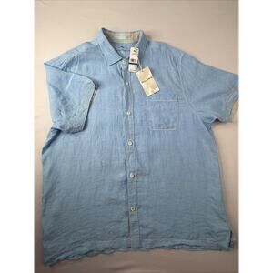 Tommy Bahama Paradise Breezer Linen Shirt Glass Bead Blue Long Sleeve XL